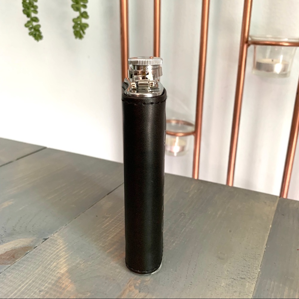 Small Whiskey Business Black Faux Leather Flask - Picture 3 of 6